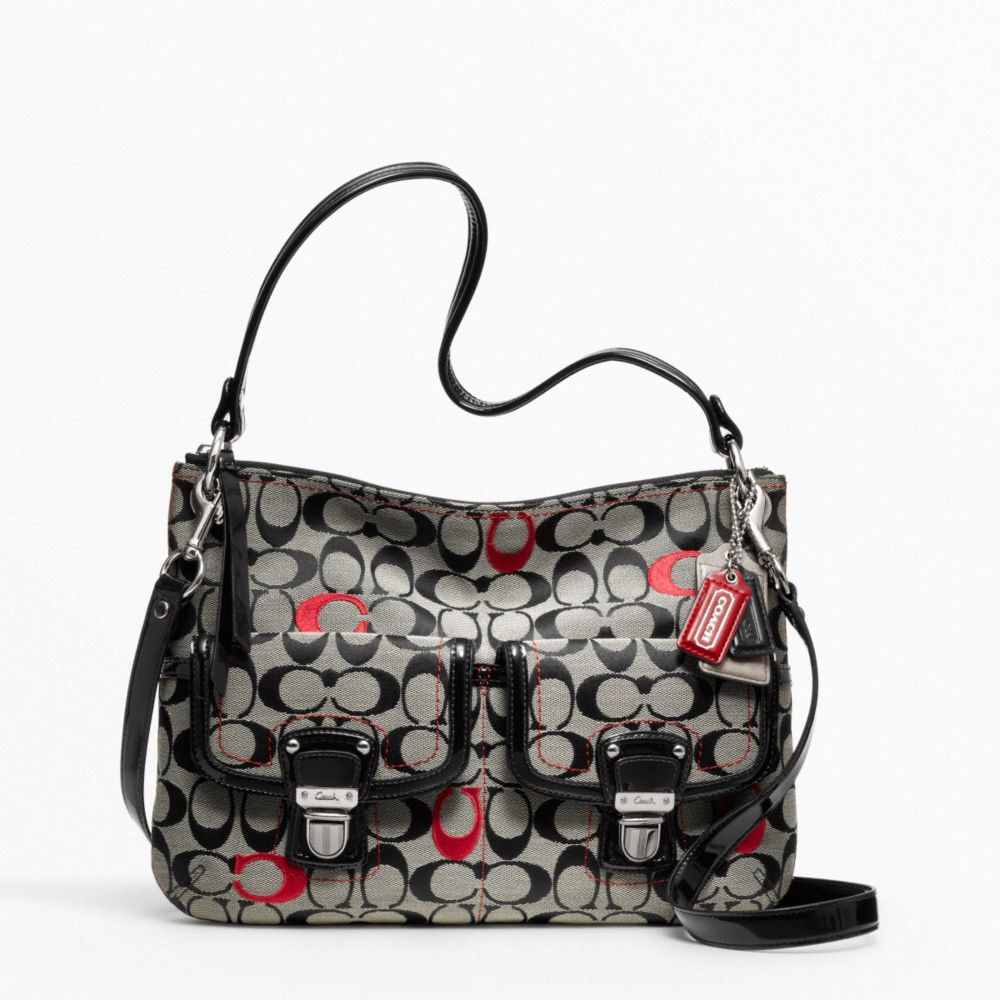 COACH POPPY EMBROIDERED SIGNATURE C HIPPIE - SILVER/BLACK/WHITE/BLACK - F21186