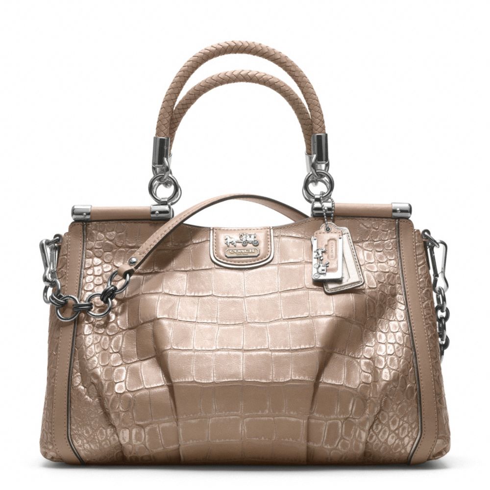 MADISON EMBOSSED CROC PINNACLE CARRIE SATCHEL - COACH f21286 - SILVER/PLATINUM