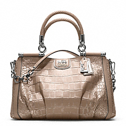 MADISON EMBOSSED CROC PINNACLE CARRIE SATCHEL - f21286 - SILVER/PLATINUM