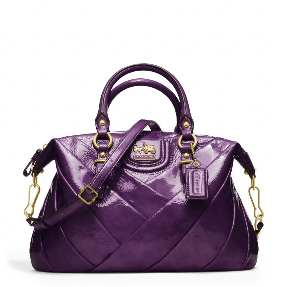 COACH f21304 MADISON DIAGONAL PLEATED PATENT JULIETTE BRASSVIOLET