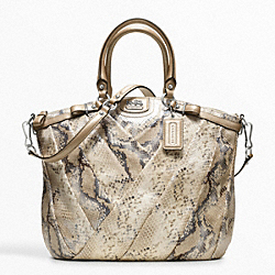 MADISON DIAGONAL PLEATED METALLIC EXOTIC LINDSEY SATCHEL - f21314 - 13008