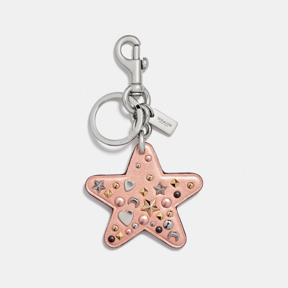 STARDUST STUDS STAR BAG CHARM - COACH f21394 - SILVER/METALLIC  PEACH