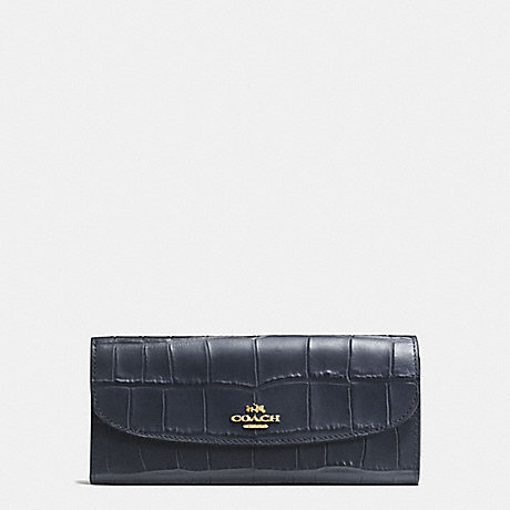 COACH SOFT WALLET IN CROC EMBOSSED LEATHER - IMITATION GOLD/MIDNIGHT - f21830