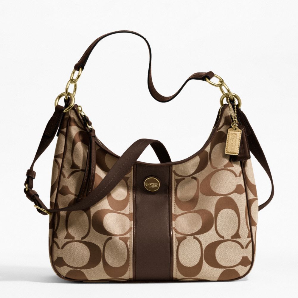 SIGNATURE STRIPE CONVERTIBLE HOBO - COACH F21873 - ONE-COLOR