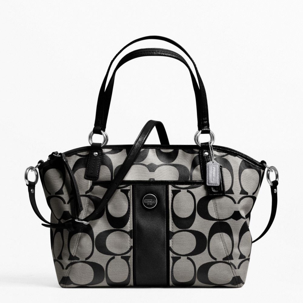 SIGNATURE STRIPE POCKET TOTE - COACH f21899 - SILVER/BLACK/WHITE/BLACK