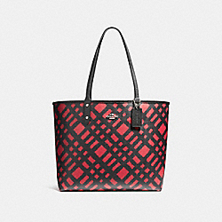 COACH REVERSIBLE CITY TOTE WITH WILD PLAID PRINT - SVMUV - F22247