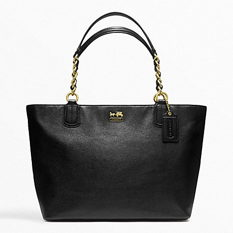COACH MADISON LEATHER LARGE TOTE - BRASS/BLACK - f22263