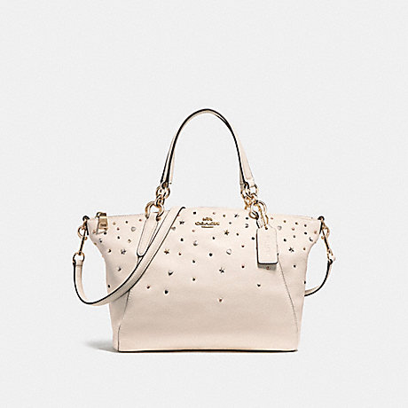 COACH SMALL KELSEY SATCHEL WITH STARDUST STUDS - LIGHT GOLD/CHALK - f22312