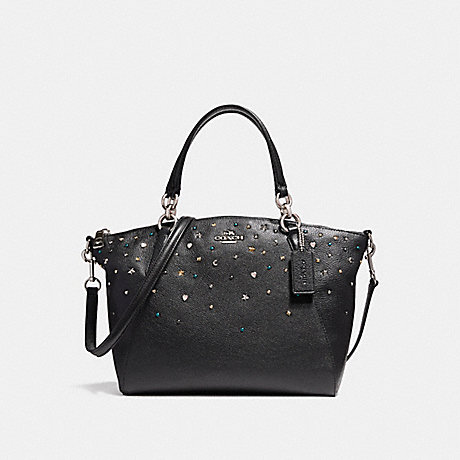 COACH SMALL KELSEY SATCHEL WITH STARDUST STUDS - SILVER/BLACK - f22312