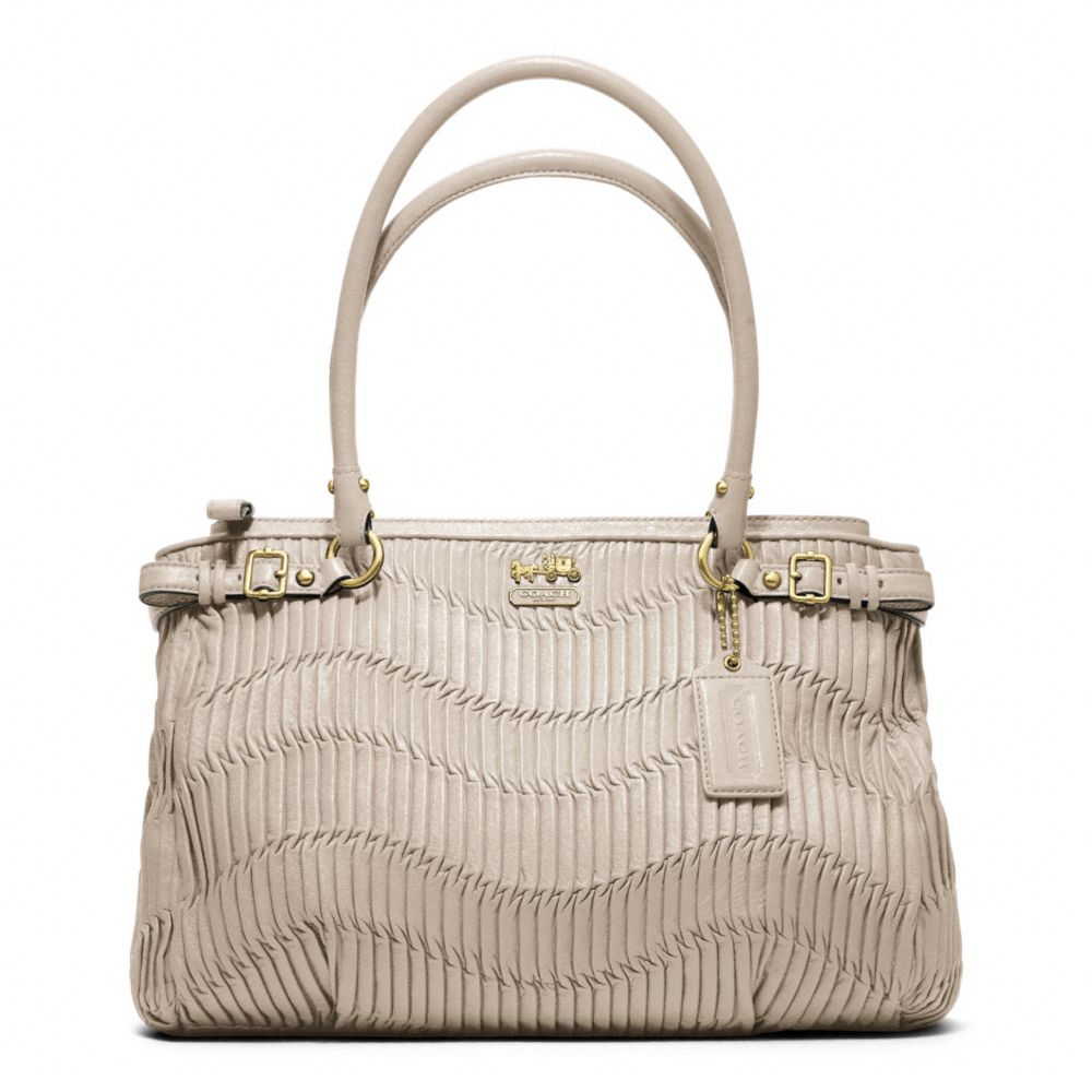 COACH MADISON GATHERED LEATHER KARA CARRYALL - BRASS/PEARL - F22325