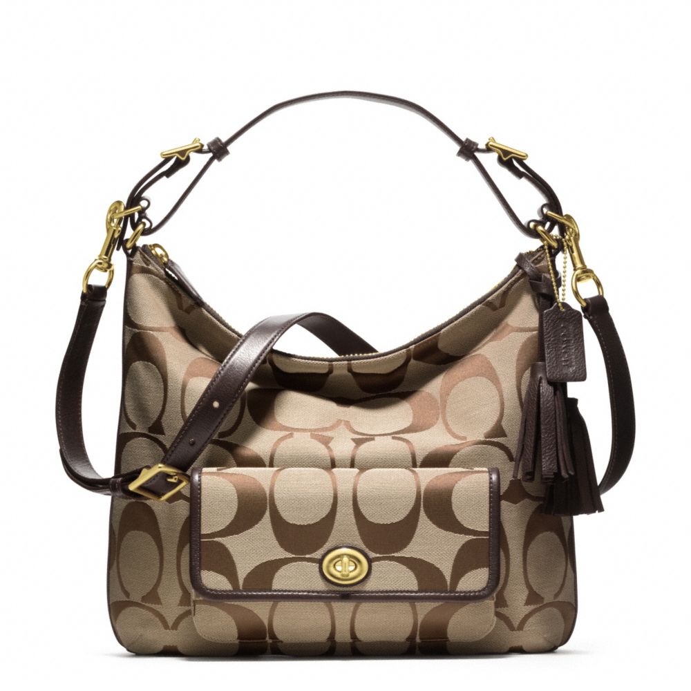 COACH SIGNATURE COURTENAY HOBO - BRASS/KHAKI/MAHOGANY - F22392