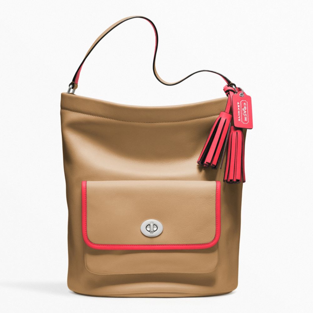 ARCHIVAL 2-TONE LEATHER BUCKET - COACH f22407 - SILVER/LIGHT SAND/WATERMELON