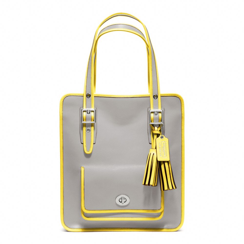 ARCHIVAL TWO TONE LEATHER MAGAZINE TOTE - COACH f22410 - SILVER/GREY/LEMON