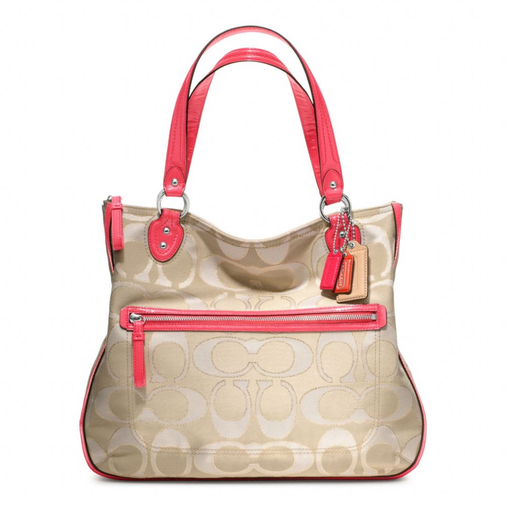 COACH POPPY SIGNATURE METALLIC OUTLINE HALLIE TOTE - ONE COLOR - F22455