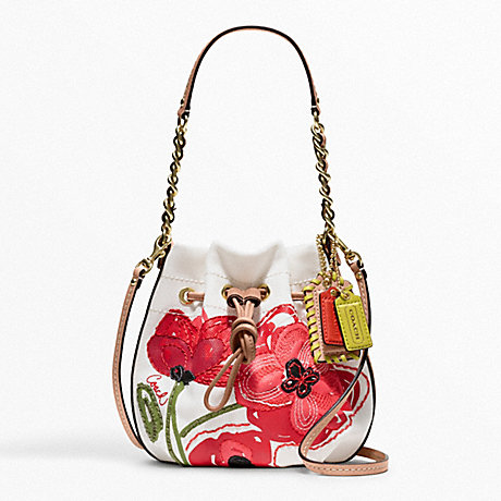 COACH POPPY PLACED FLOWER SMALL DRAWSTRING POUCH -  - f22480