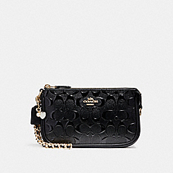 COACH LARGE WRISTLET 19 WITH CHAIN - LIGHT GOLD/BLACK - F22698