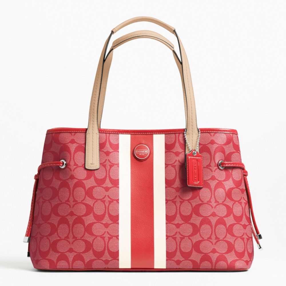 COACH SIGNATURE STRIPE PVC STRIPE CARRYALL - ONE COLOR - F22908