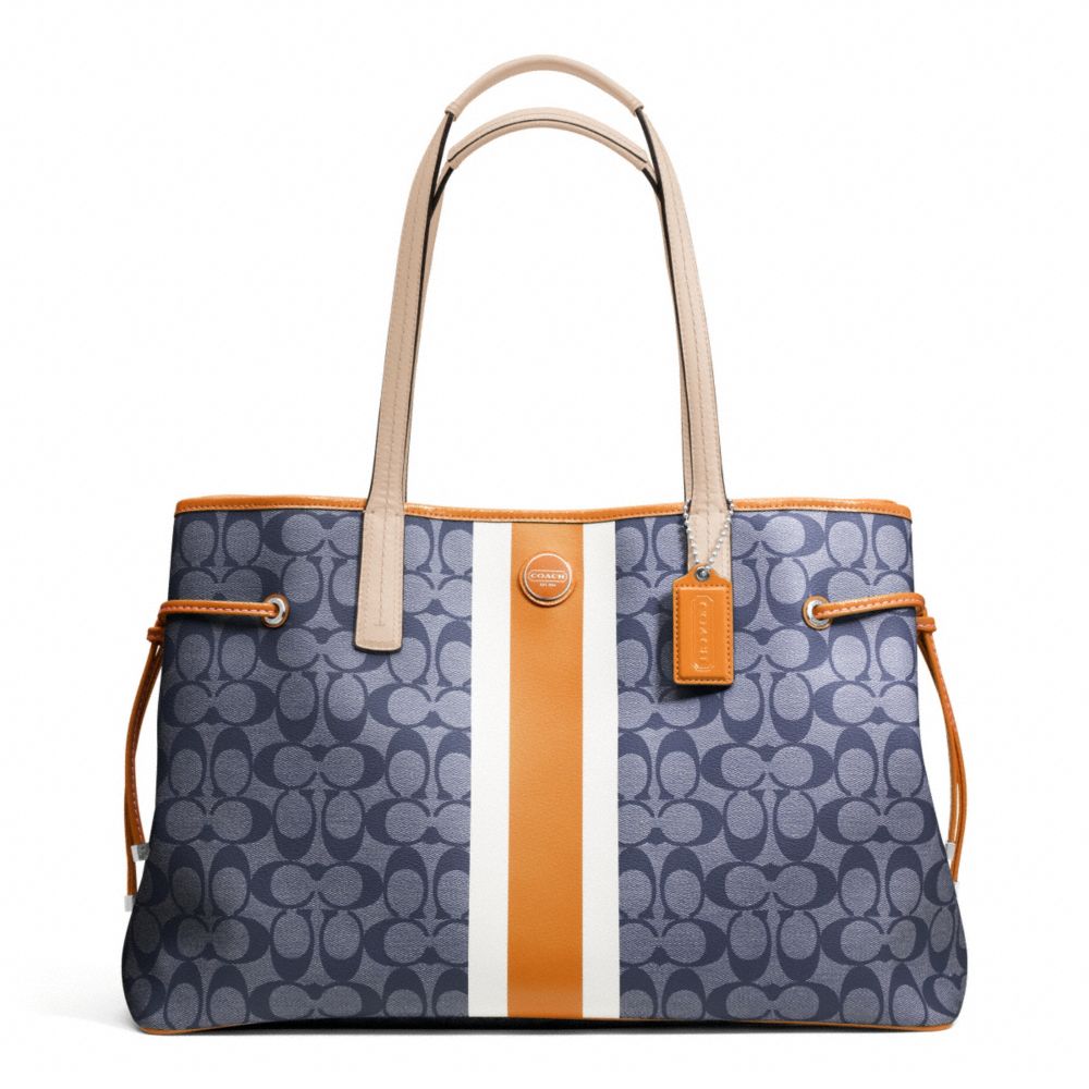 COACH SIGNATURE STRIPE PVC LARGE CARRYALL - ONE COLOR - F23049