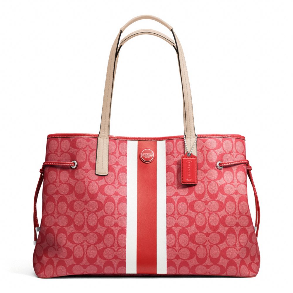 COACH SIGNATURE STRIPE PVC LARGE CARRYALL - ONE COLOR - F23049