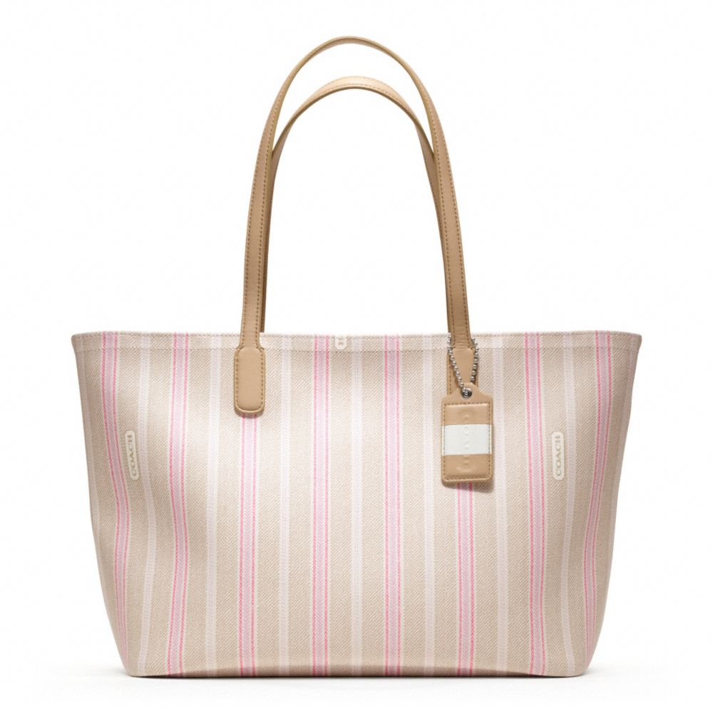 COACH WEEKEND TICKING STRIPE ZIP TOP TOTE - ONE COLOR - F23108