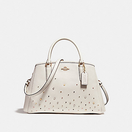 COACH SMALL MARGOT CARRYALL WITH STARDUST STUDS - LIGHT GOLD/CHALK - f23235