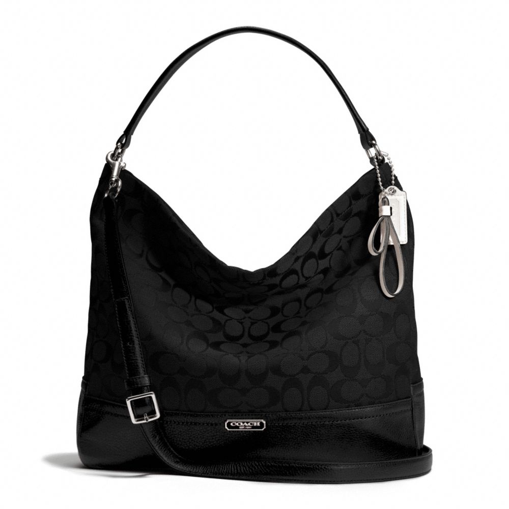 COACH PARK SIGNATURE HOBO - SILVER/BLACK/BLACK - F23279