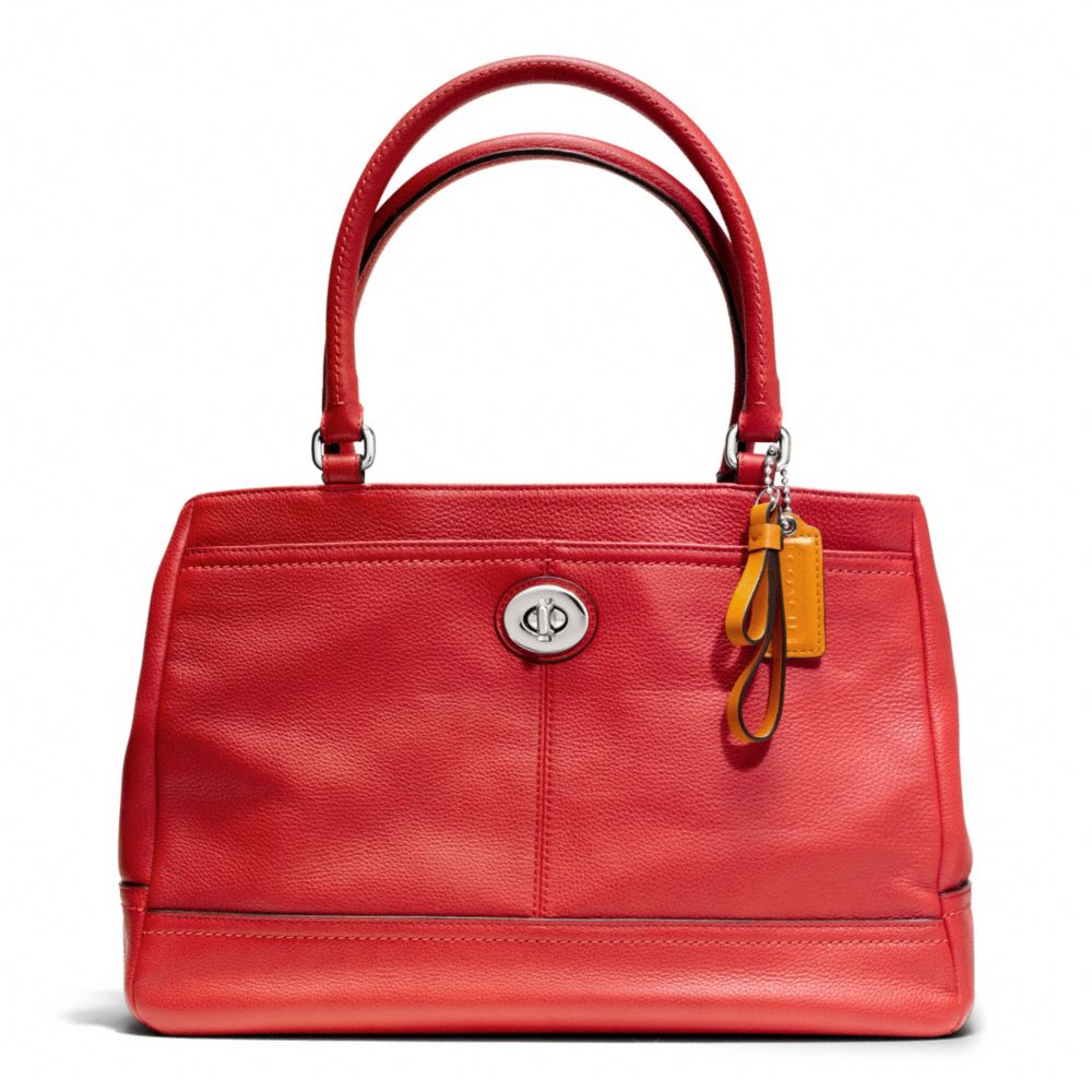 COACH PARK LEATHER CARRYALL - SILVER/VERMILLION - F23280