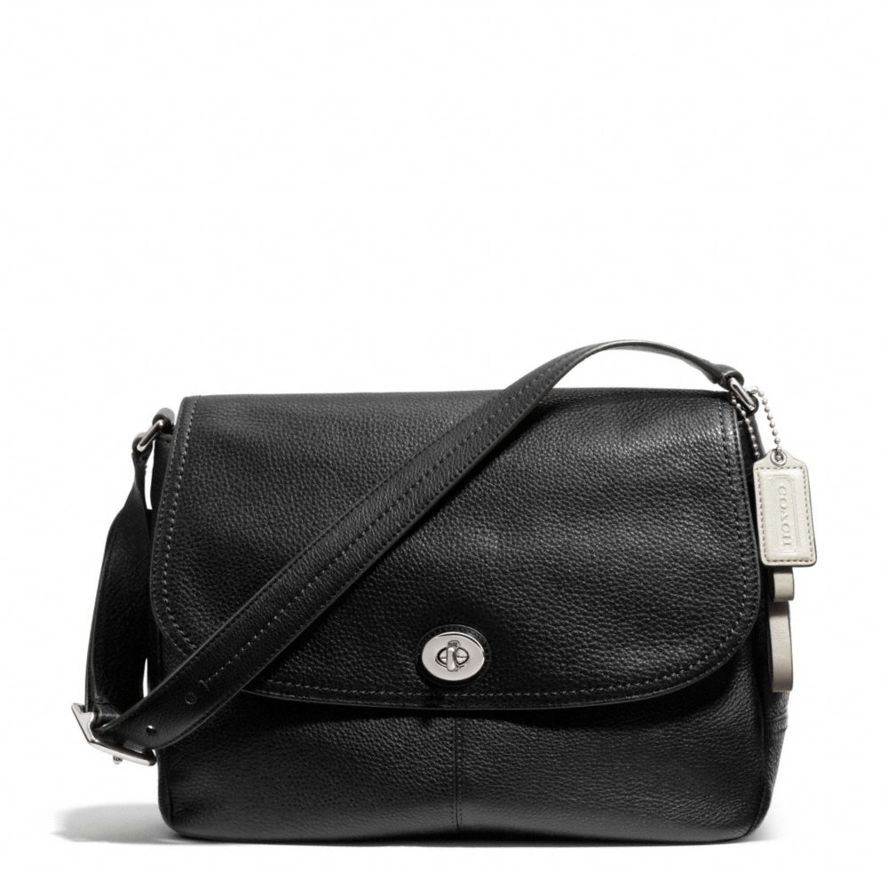 COACH PARK LEATHER FLAP BAG - SILVER/BLACK - F23288