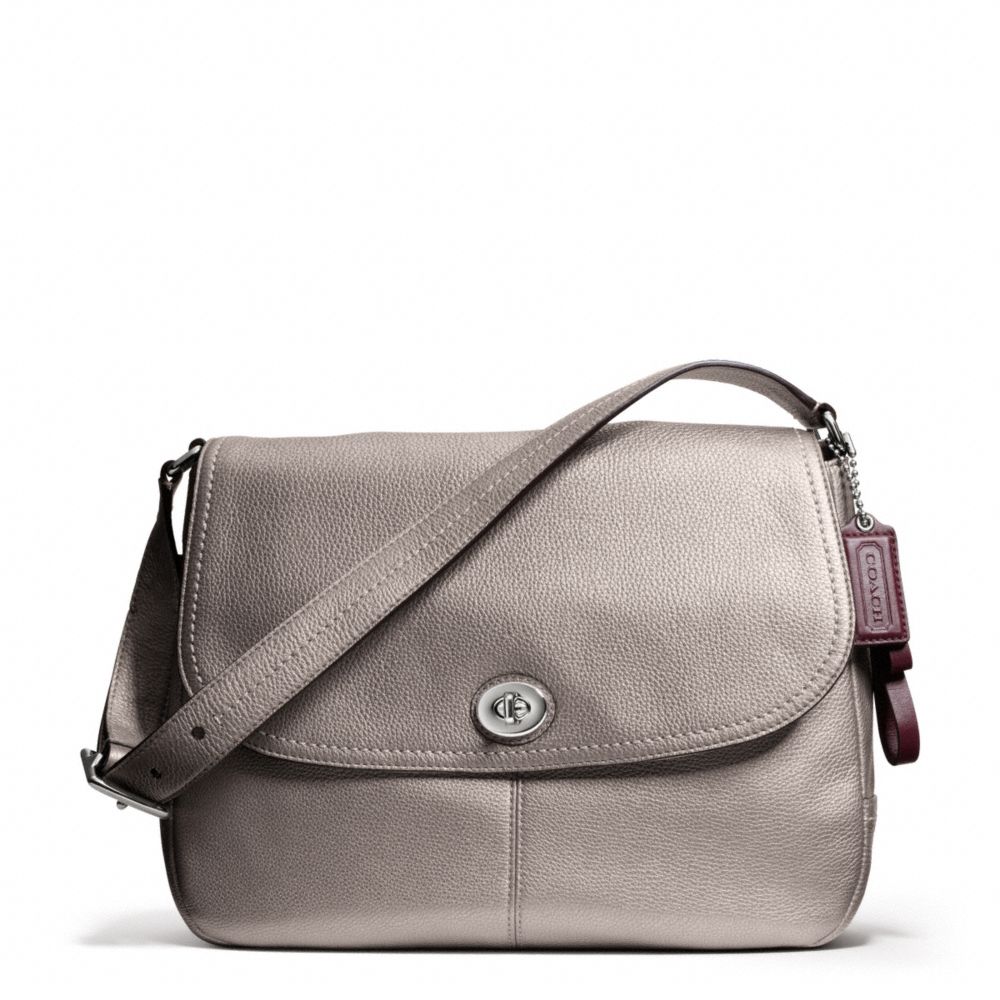 PARK LEATHER FLAP BAG - COACH f23288 - SILVER/PEWTER