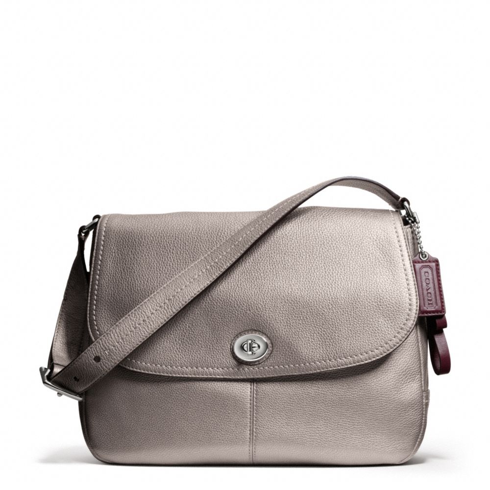 PARK LEATHER FLAP BAG - COACH F23288 - SILVER/PEWTER