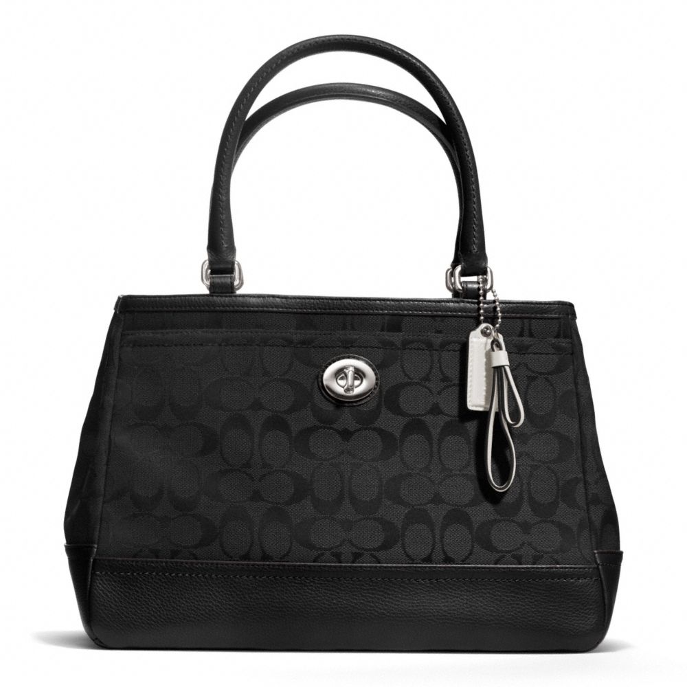 COACH PARK SIGNATURE CARRYALL - SILVER/BLACK/BLACK - F23294