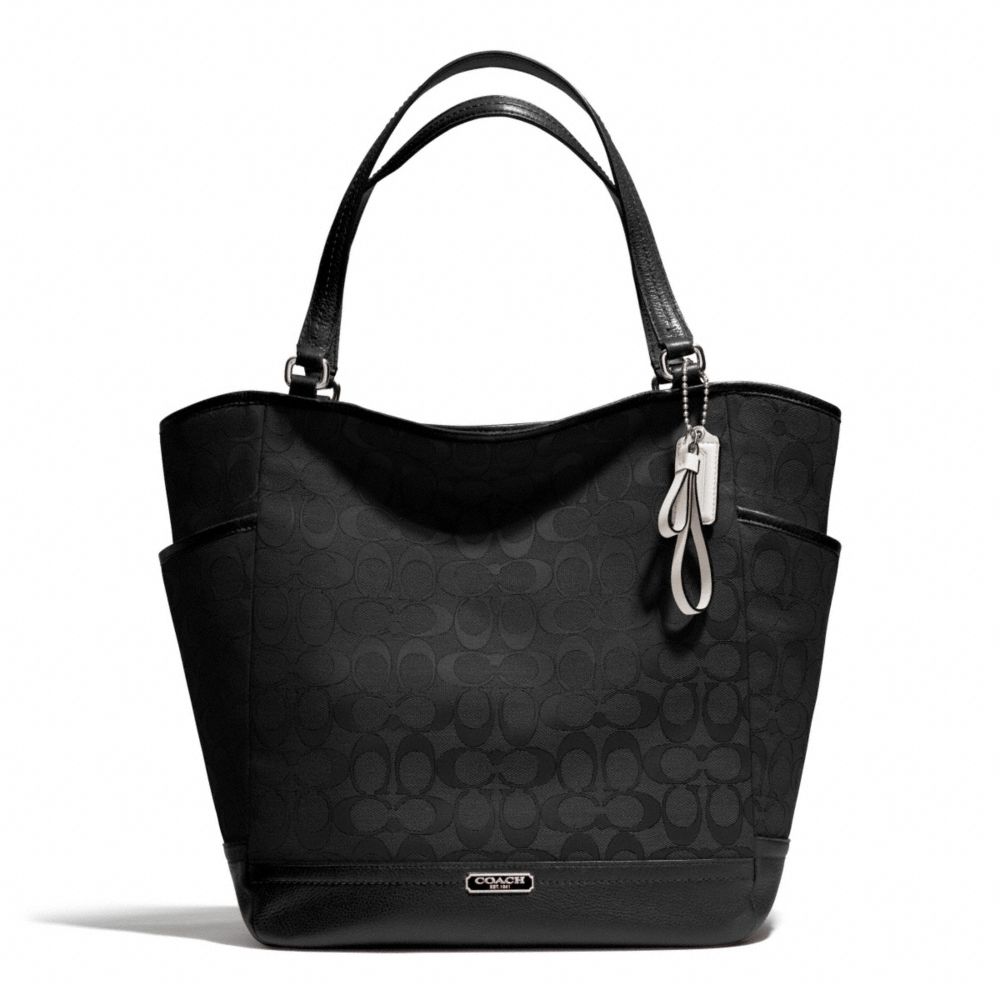 PARK SIGNATURE NORTH/SOUTH TOTE - COACH f23295 - SILVER/BLACK/BLACK