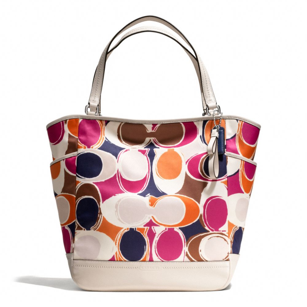 PARK HAND DRAWN SCARF PRINT NORTH/SOUTH TOTE - COACH F23299 - ONE-COLOR