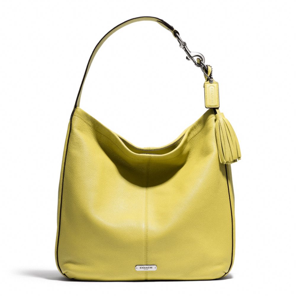 AVERY LEATHER HOBO - COACH f23309 - SILVER/CHARTREUSE