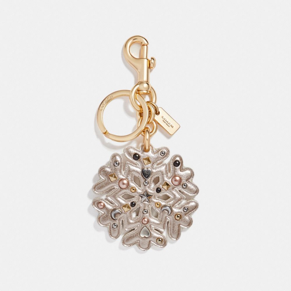 STARDUST STUDS SNOWFLAKE BAG CHARM - COACH f23452 -  GOLD/PLATINUM-CHAMPAGNE