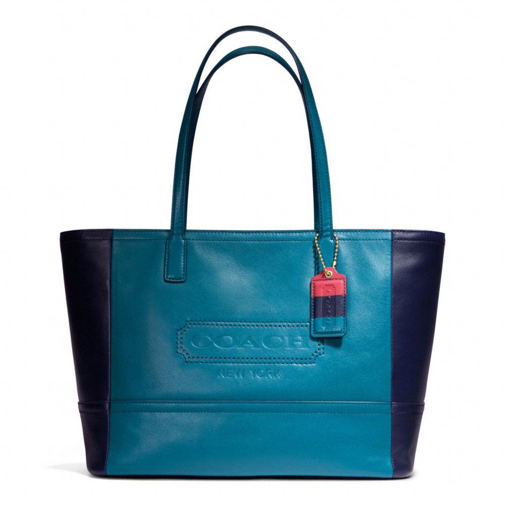 WEEKEND COLORBLOCK LEATHER MEDIUM ZIP TOP TOTE - COACH f23469 - 25606