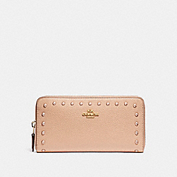 COACH ACCORDION WALLET WITH LACQUER RIVETS - IMITATION GOLD/NUDE PINK - F23505