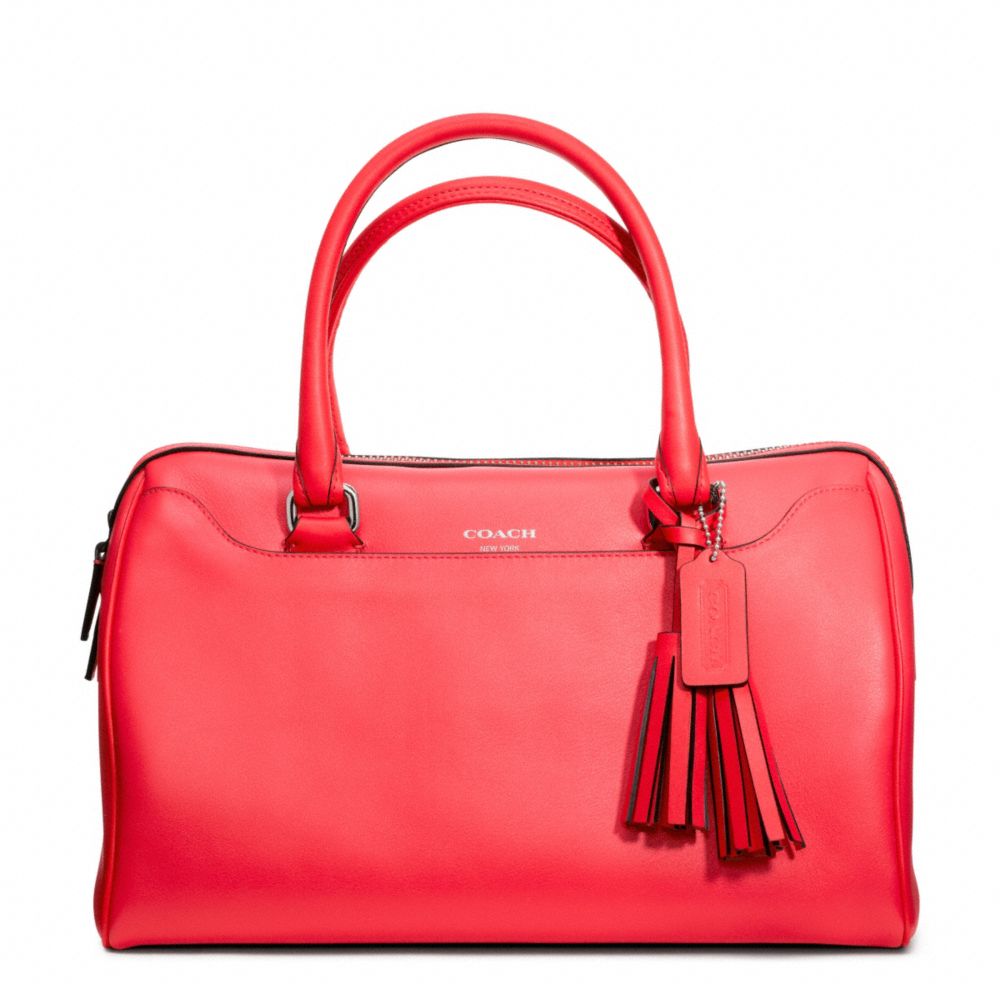 COACH HALEY LEATHER SATCHEL - SILVER/BRIGHT CORAL - F23574