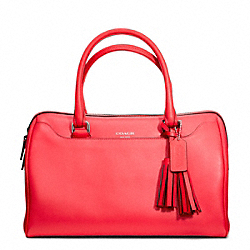 COACH HALEY LEATHER SATCHEL - SILVER/BRIGHT CORAL - F23574
