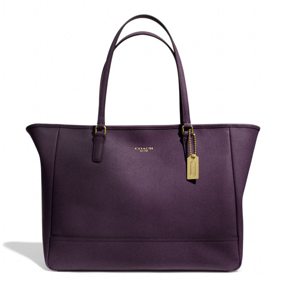 SAFFIANO LEATHER MEDIUM CITY TOTE - COACH F23576 - BRASS/BLACK VIOLET