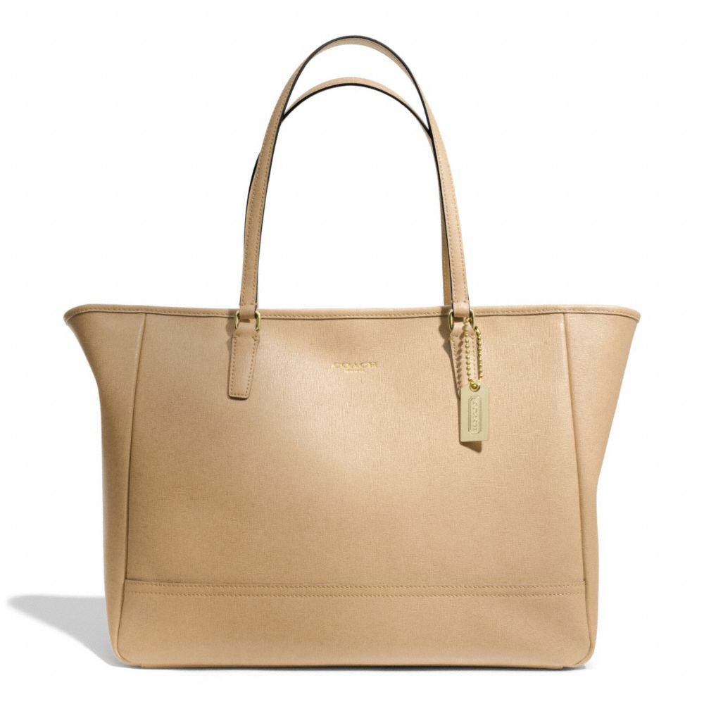 COACH SAFFIANO LEATHER MEDIUM CITY TOTE - LIGHT GOLD/TAN - F23576