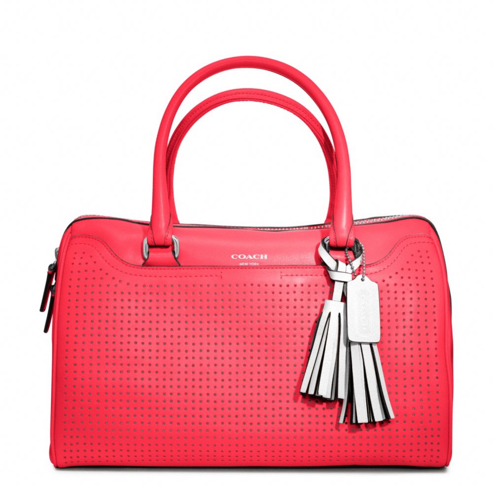 COACH HALEY PERFORATED LEATHER SATCHEL - SILVER/WATERMELON/SNOW - F23577