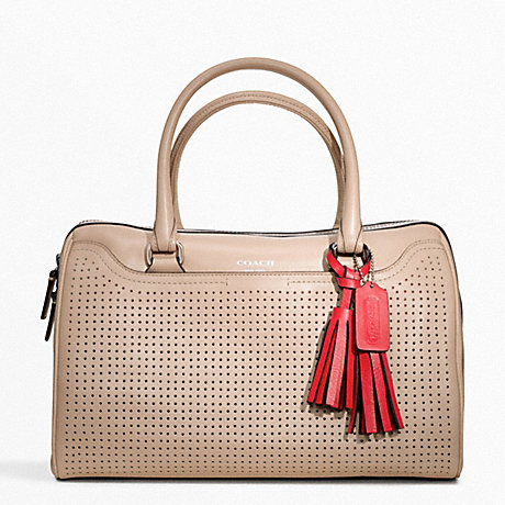 COACH PERFORATED LEATHER HALEY SATCHEL - SILVER/BISQUE/HIBISCUS - f23577