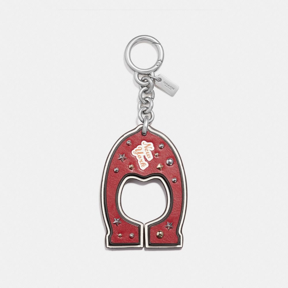 VARSITY C BAG CHARM - COACH f23585 - SILVER/TRUE RED