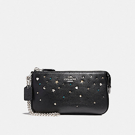 COACH LARGE WRISTLET 19 WITH STARDUST STUDS - SILVER/BLACK - f23595