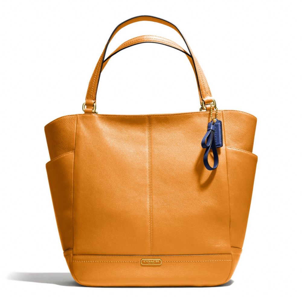 COACH PARK LEATHER NORTH/SOUTH TOTE - BRASS/ORANGE SPICE - F23662