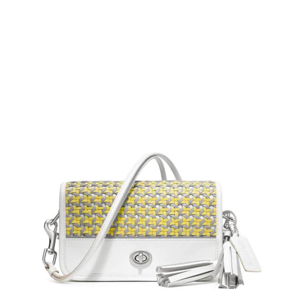 CANING LEATHER PENNY SHOULDER PURSE - COACH f23705 - SILVER/LEMON/ASH