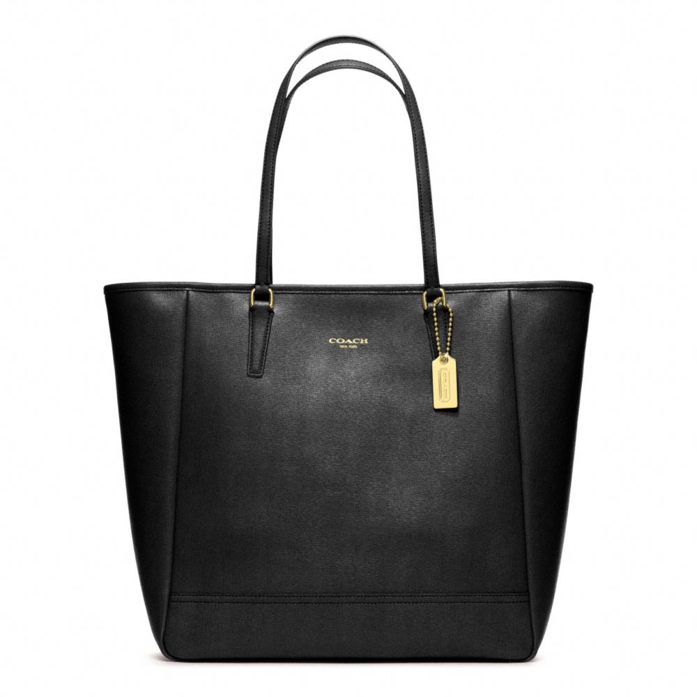 SAFFIANO MEDIUM NORTH/SOUTH CITY TOTE - COACH F23821 - BRASS/BLACK