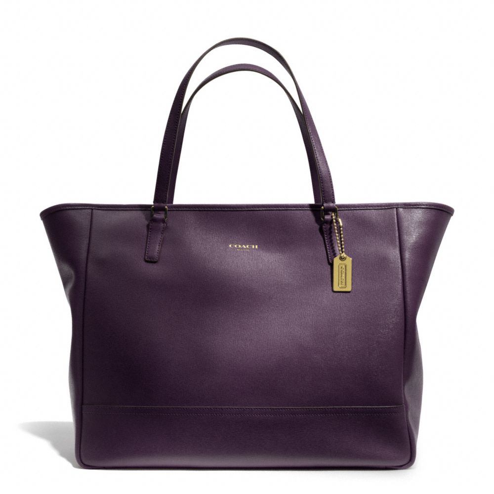 SAFFIANO LEATHER LARGE CITY TOTE - COACH F23822 - BRASS/BLACK VIOLET