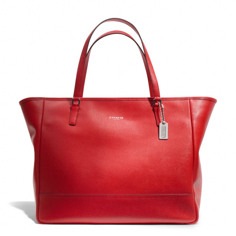 COACH SAFFIANO LARGE CITY TOTE - SILVER/VERMILLION - f23822